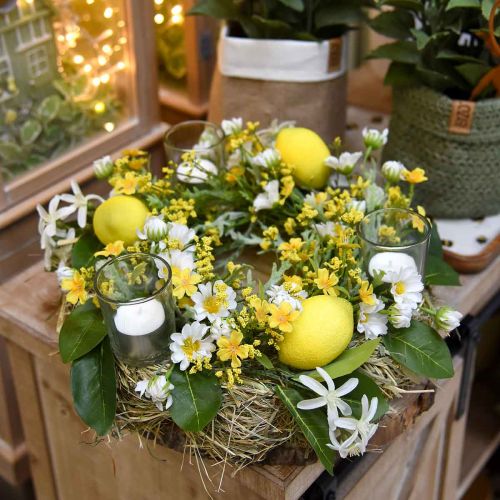 Product Flower wreath with wood anemones white, yellow Ø30cm