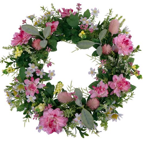 Floristik24 Door wreath wall decoration flowers dahlias banksia pink Ø35cm