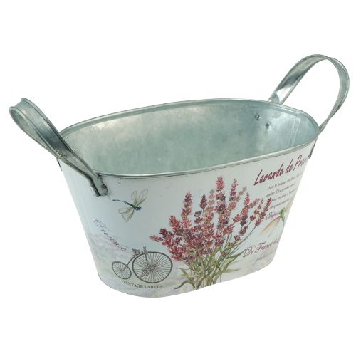 Floristik24 Flower bowl with handles oval metal lavender 32×15×15cm