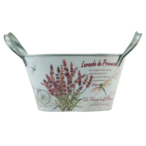 Product Flower bowl with handles oval metal lavender 32×15×15cm