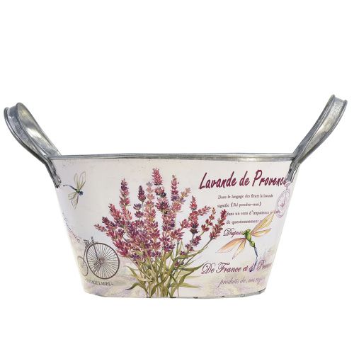 Product Flower bowl with handles oval metal lavender 26×13×14,5cm