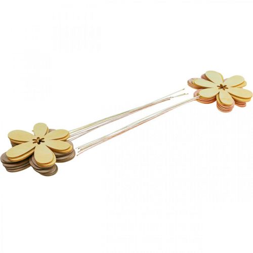 Floristik24 Garden Stakes Flower Flower Stakes Yellow/Pink/Pink Ø9.5cm 15pcs