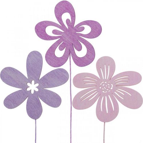 Garden Stake Flower Flower Stake Violet/Purple/Pink Ø9.5cm 15pcs