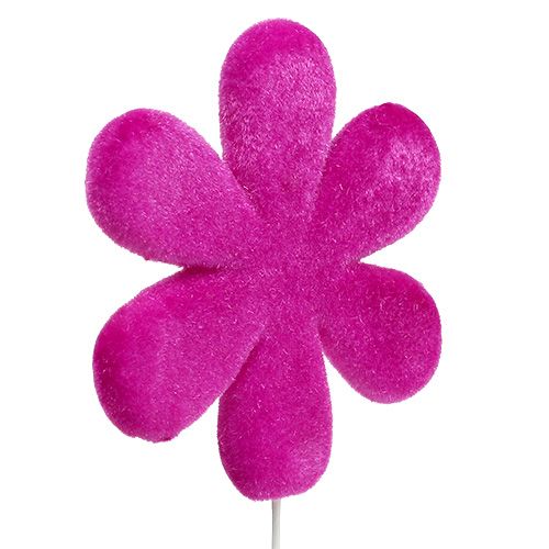 Product Flower stick blossom colorful flocked Ø8.5cm 8 pcs