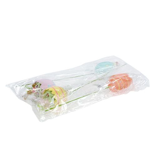 Floristik24 Flower plug egg with animal sort. 8cm L30cm 4pcs