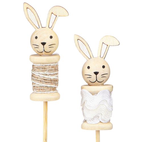 Flower Stick Rabbit Wood Natural, Brown, White L32cm 8 pcs