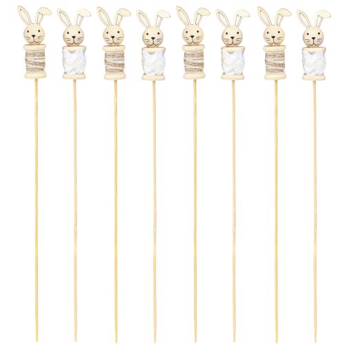 Product Flower Stick Rabbit Wood Natural, Brown, White L32cm 8 pcs