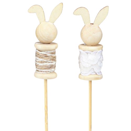 Product Flower Stick Rabbit Wood Natural, Brown, White L32cm 8 pcs