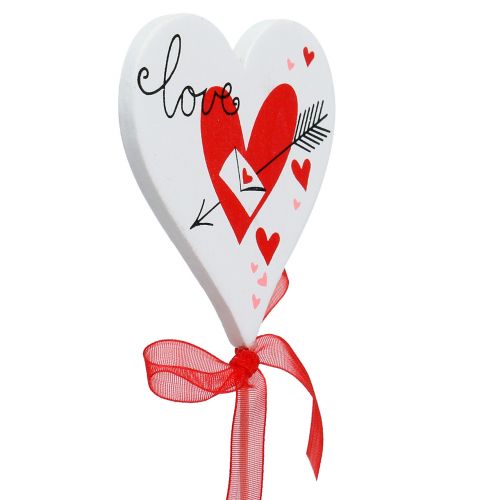 Product Flower pin heart white with bow 7cm 12 pcs