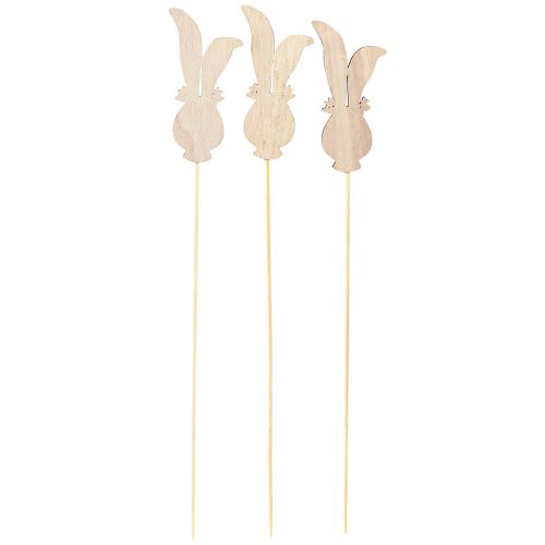Product Flower Stick Wooden Decoration Rabbit Head on Stick 11cm 12 Pcs