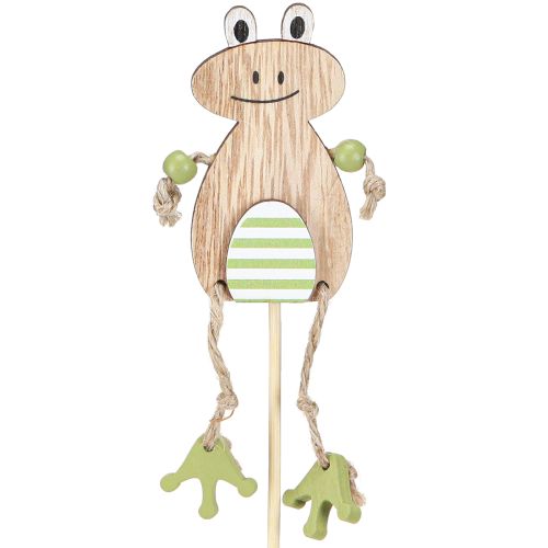 Floristik24 Flower Pot Stakes Frog Wood Green Natural 3.5x7cm 12pcs