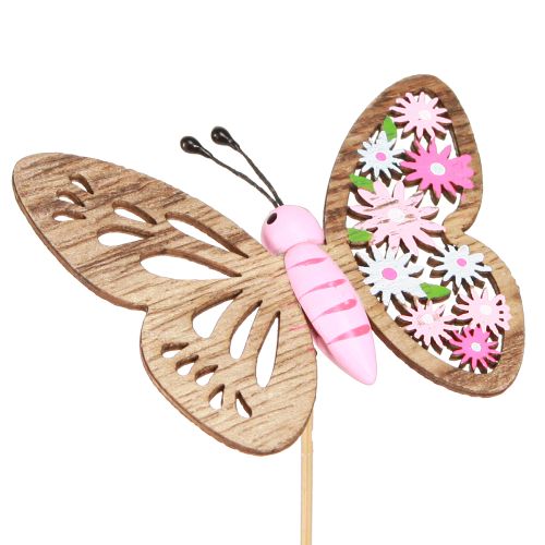 Floristik24 Flower Stick Wooden Butterfly 4 Colors 8x6cm 16 Pcs