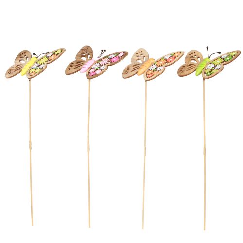 Floristik24 Flower Stick Wooden Butterfly 4 Colors 8x6cm 16 Pcs