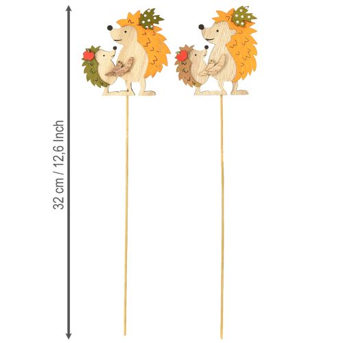 Product Flower stick hedgehog with child autumn decoration wood 8.5cm 8 pcs
