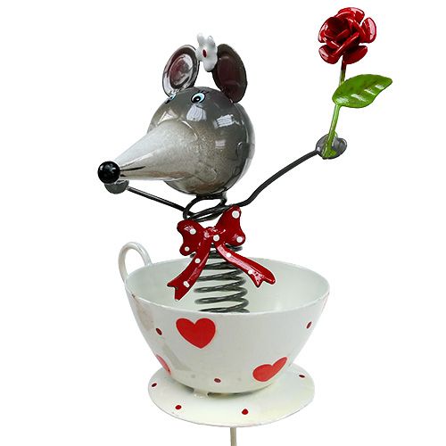 Floristik24 Flower stud mouse metal 10cm L33cm 2pcs
