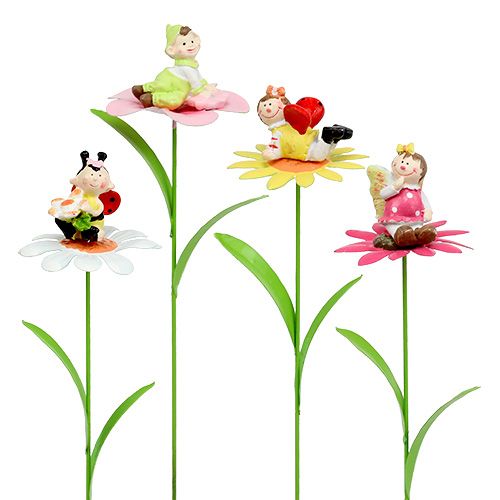 Floristik24 Flower plug metal flower sort. 6.5cm L32cm 4pcs