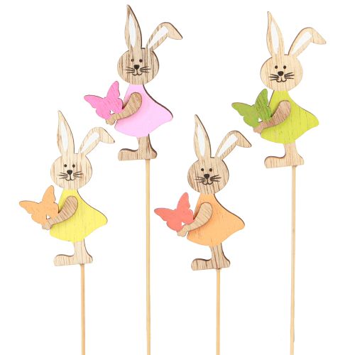 Product Flower Sticks Easter Rabbits Decoration Wood Colored 5x8cm 16 Pcs