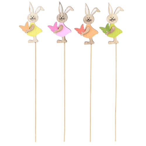Product Flower Sticks Easter Rabbits Decoration Wood Colored 5x8cm 16 Pcs
