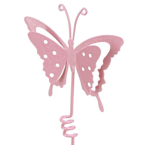 Product Flower Stick Butterfly Metal Pink L24cm 12 Pcs