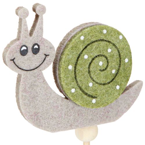 Product Flower Pot Stakes Funny Snails Felt Green Grey 6.5cm 12pcs