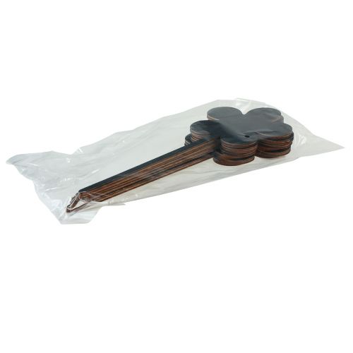 Product Flower stakes mini wooden plaques black Ø10cm 6-piece set decoration