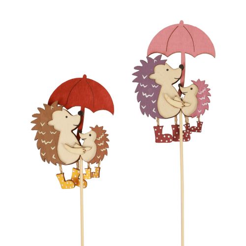 Flower stick autumn hedgehog decoration wood purple, brown 7.5×8cm 8 pcs