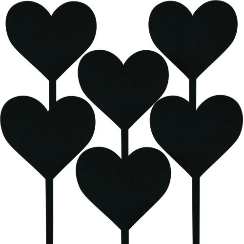 Floristik24 Wooden heart-shaped flower stakes, decorative heart stakes, 9cm, set of 6