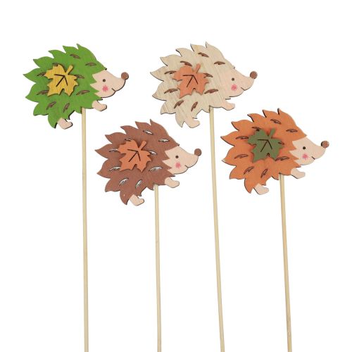 Product Flower plug wooden hedgehog decoration brown green 8×6cm 12pcs