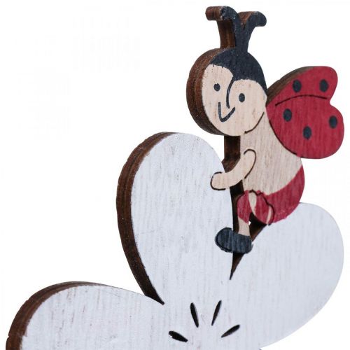 Product Flower plugs wooden ladybug deco summer decoration 8x10cm 9pcs