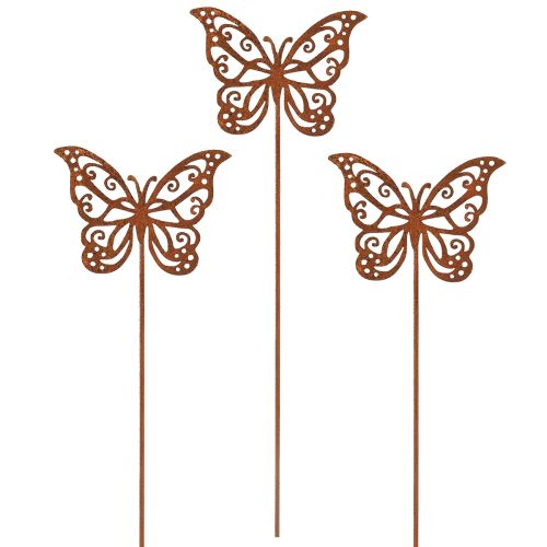 Flower plug metal rust butterfly decoration 10×7cm 3pcs | Floristik24.ie