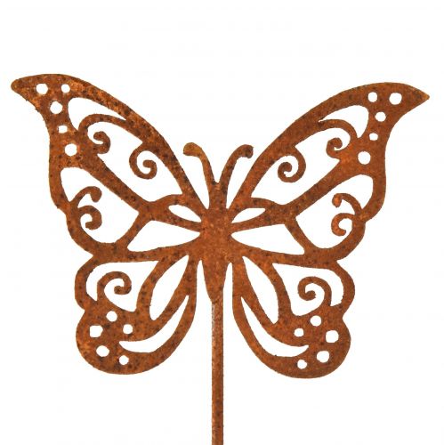 Flower plug metal rust butterfly decoration 10x7cm