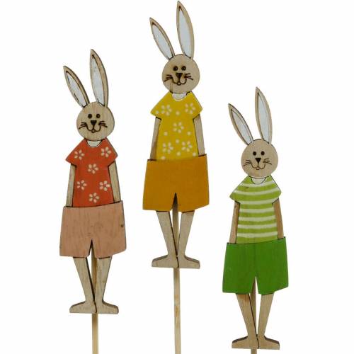 Flower plug Easter bunny on a stick Wooden bunny decoration plug Easter decoration 9pcs