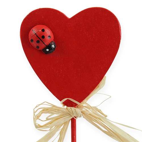 Floristik24 Wooden heart on a stick red 4.5cm 24pcs