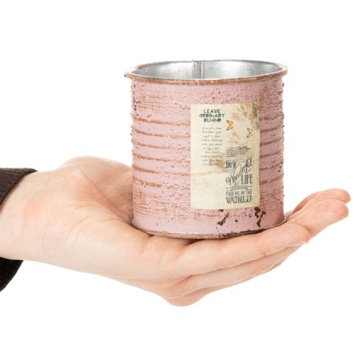 Product Flower pot decorative tin round antique rose metal planter Ø8cm H7.5cm