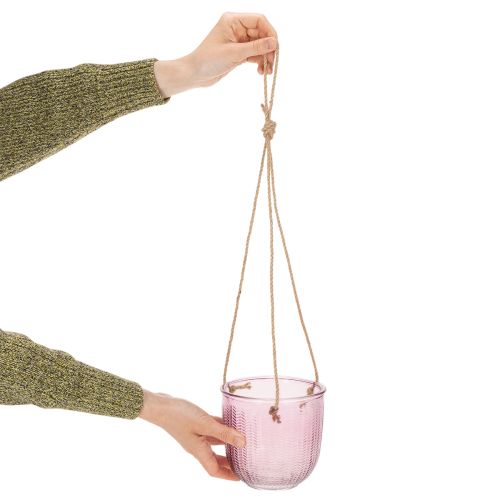 Glass flower pot/hanging lantern, purple/green, 14cm, 2 pieces | Floristik24.ie