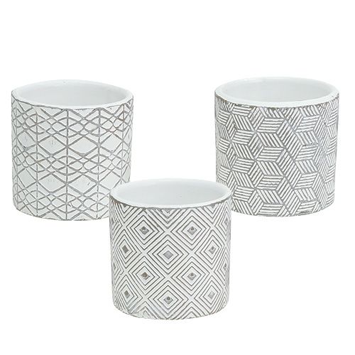 Floristik24 Flower pot gray with pattern Ø7cm H6.5cm 6pcs