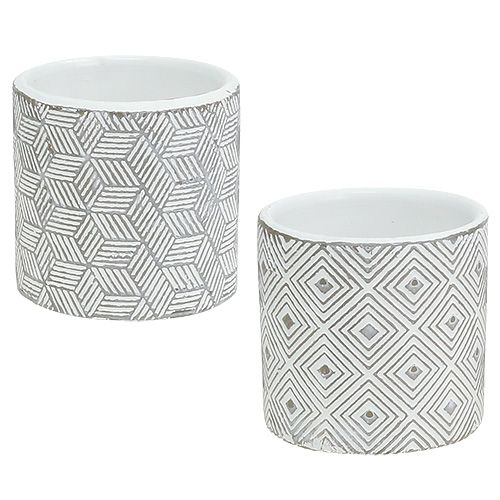 Floristik24 Flower pot gray with pattern Ø7cm H6.5cm 6pcs