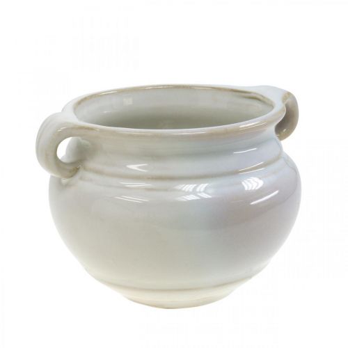 Floristik24 Flower pot with handle cachepot ceramic plant pot white Ø10cm