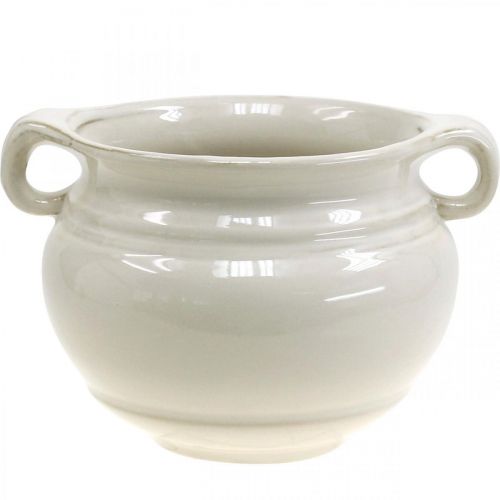 Floristik24 Flower Pot with Handle Planter Ceramic Plant Pot White Ø14cm