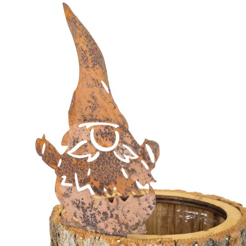 Product Flowerpot wood bark planter gnome rust H24cm