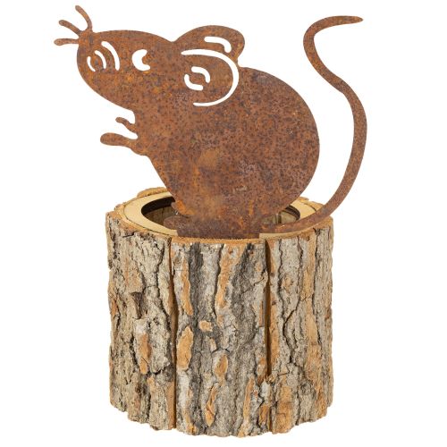 Product Flowerpot wooden planter bark and mouse rust H24cm