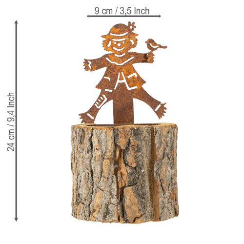 Product Flowerpot wooden planter scarecrow rust H24.5cm