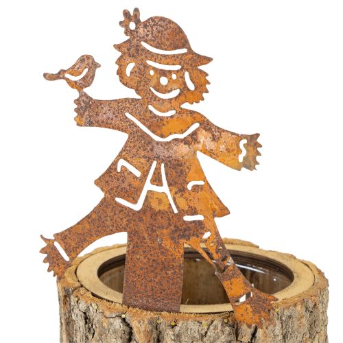 Product Flowerpot wooden planter scarecrow rust H24.5cm