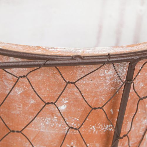 Product Flowerpot ceramic wire basket brown terracotta L38.5cm