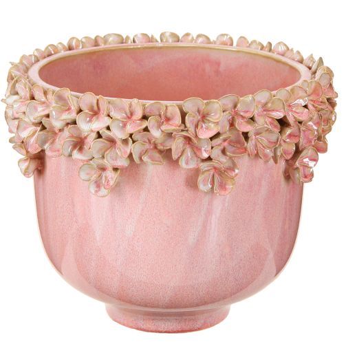 Flowerpot Ceramic with Flower Décor Pink Ø19cm H16.5cm