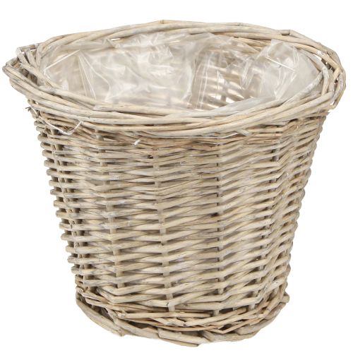 Set of 2 vintage wicker basket flower pots Ø20cm grey and white