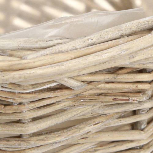 Product Set of 2 vintage wicker basket flower pots Ø20cm grey and white