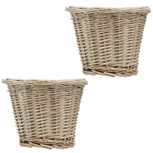 Product Set of 2 vintage wicker basket flower pots Ø20cm grey and white
