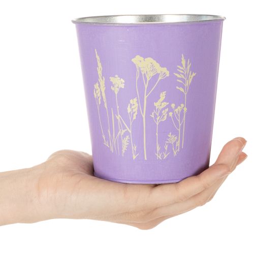 Round pastel-colored flower pot with floral motif for houseplants, 12cm, 3 pieces | Floristik24.ie