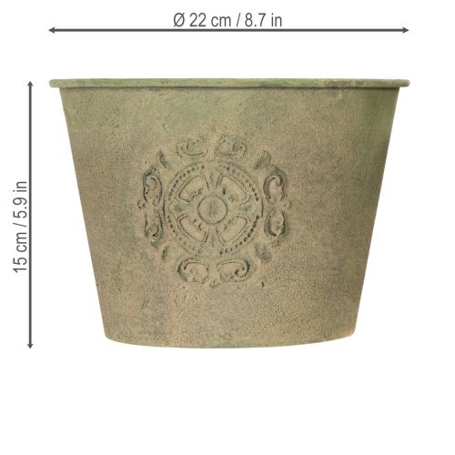 Product Metal flower pot, green, vintage, Ø22cm–13.5cm, set of 3
